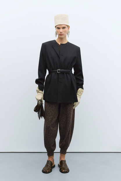 FLECKED COTTON PANTS BROWN