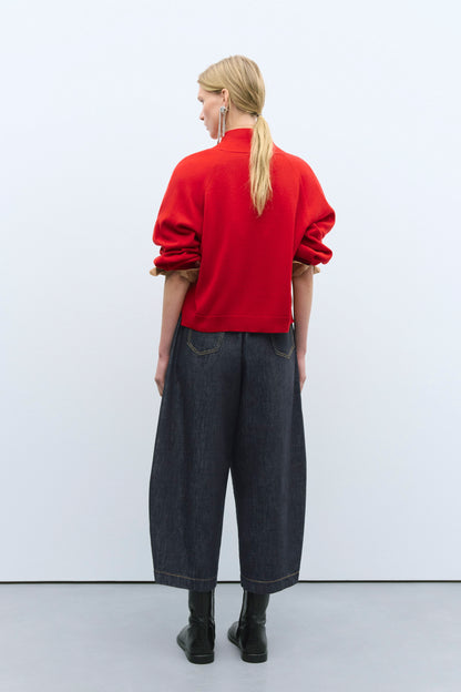 MERINO WOOL CARDIGAN RED