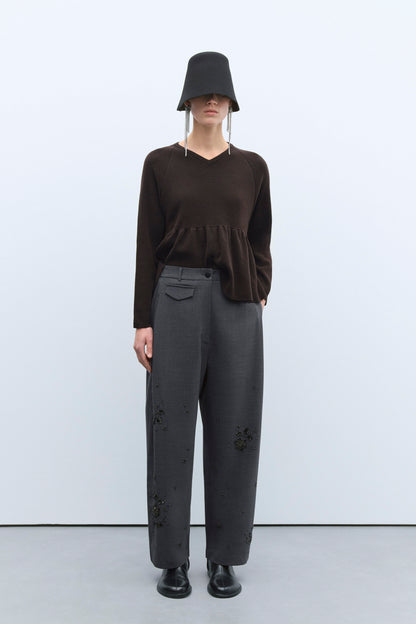EMBELLISHED TAILORING PANTS GREY