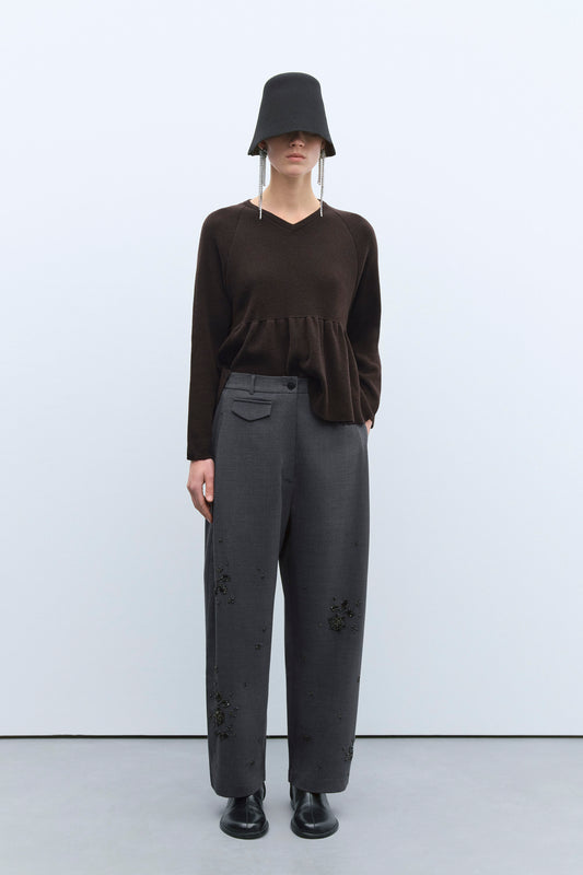 EMBELLISHED TAILORING PANTS GREY