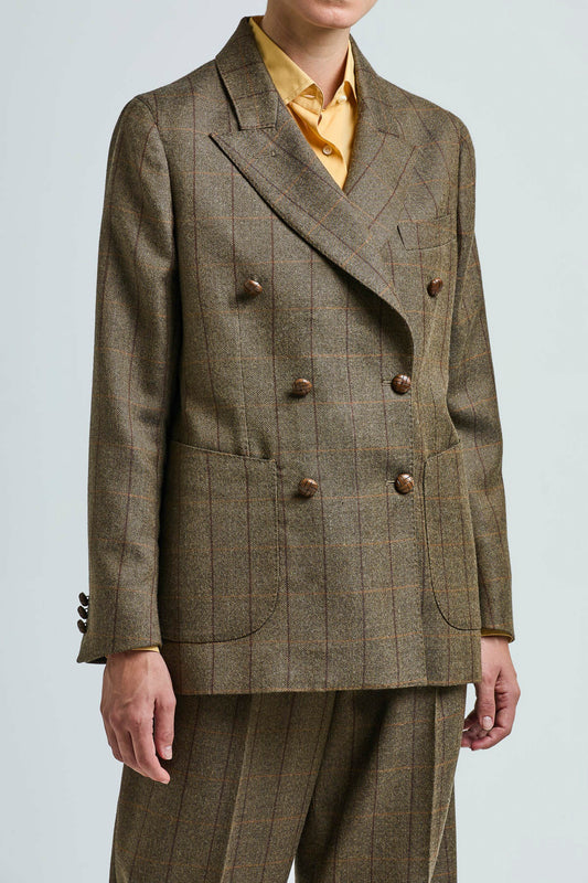 THE CETTINA BLAZER WOOL CHECK BROWN