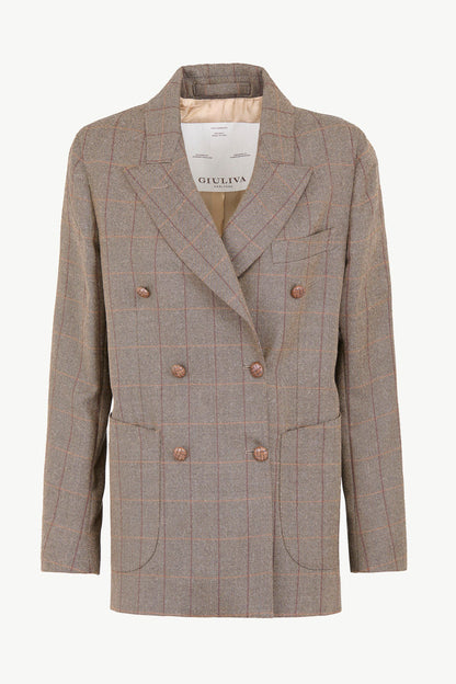 THE CETTINA BLAZER WOOL CHECK BROWN