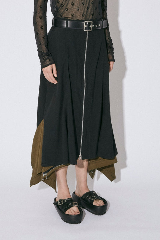 double-end tropical Wool flare skirt