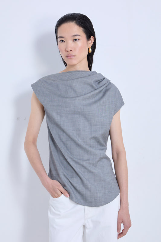 DRAPED SLEEVELESS BLOUSE