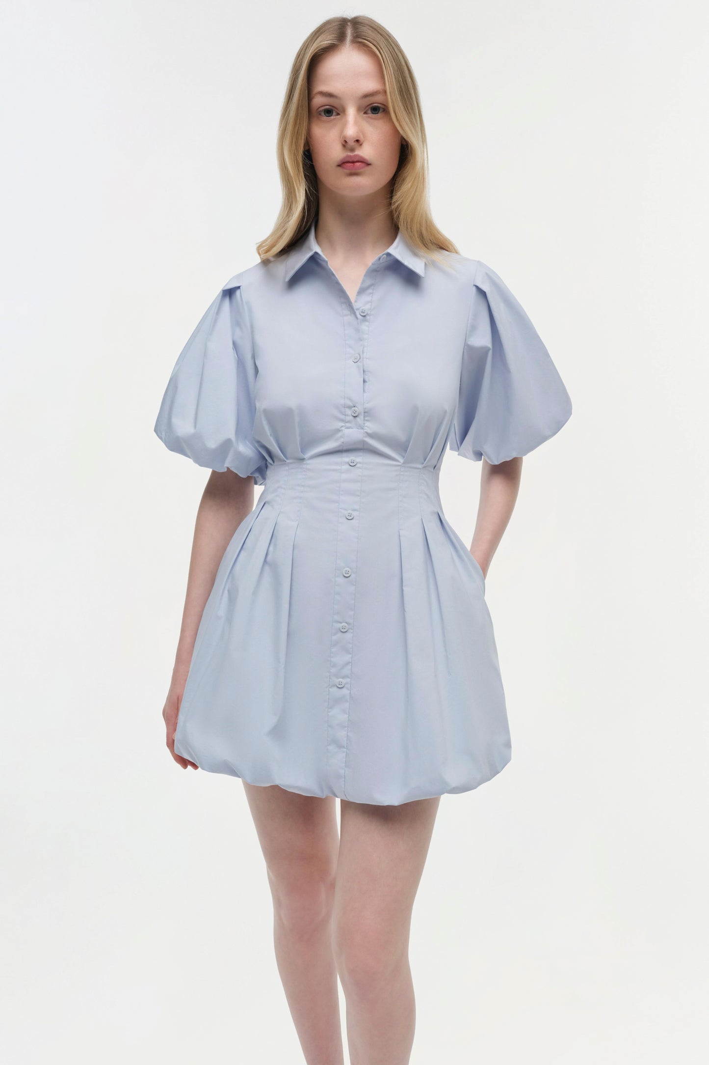 CLEO BALLOON PINTUCK MINI DRESS