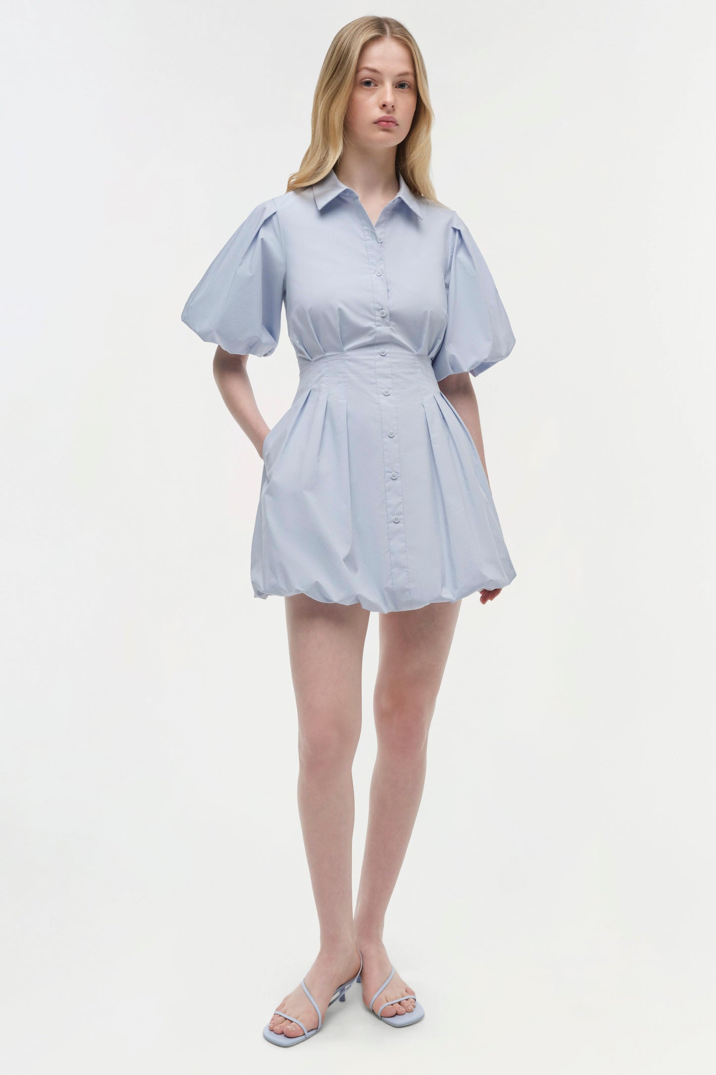 CLEO BALLOON PINTUCK MINI DRESS