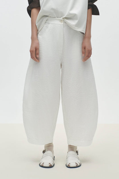 TUBULAR CURVED PANTS WHITE