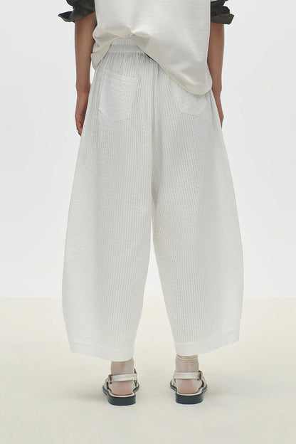 TUBULAR CURVED PANTS WHITE