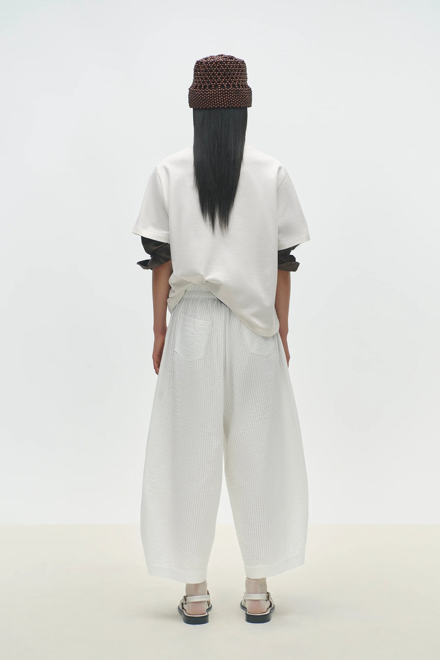 TUBULAR CURVED PANTS WHITE