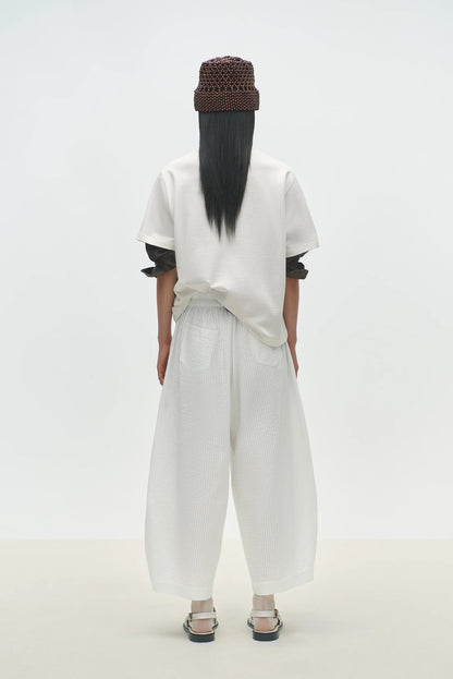 TUBULAR CURVED PANTS WHITE