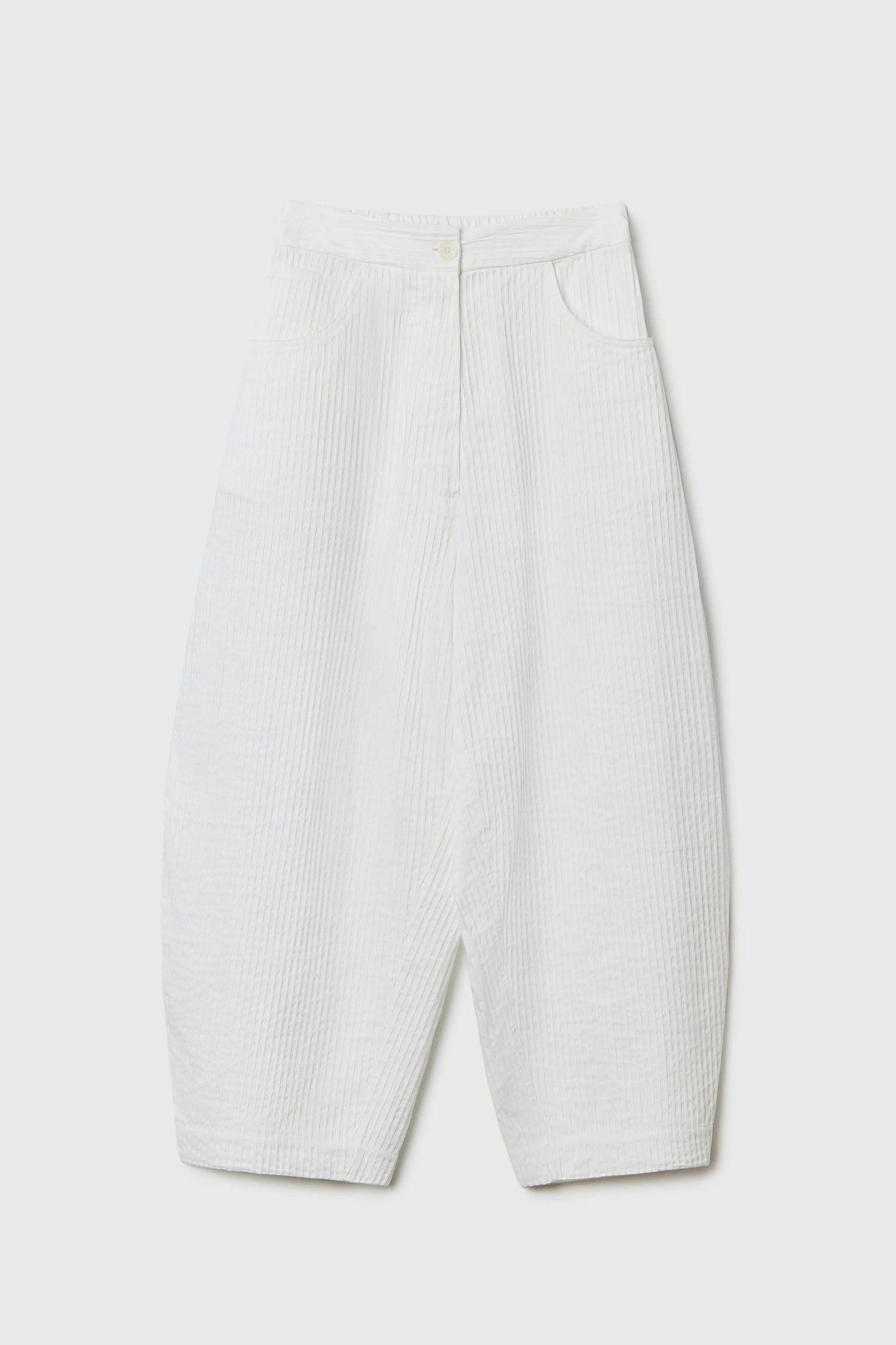 TUBULAR CURVED PANTS WHITE
