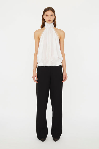 VANISHED PINTUCKED HALTER TOP