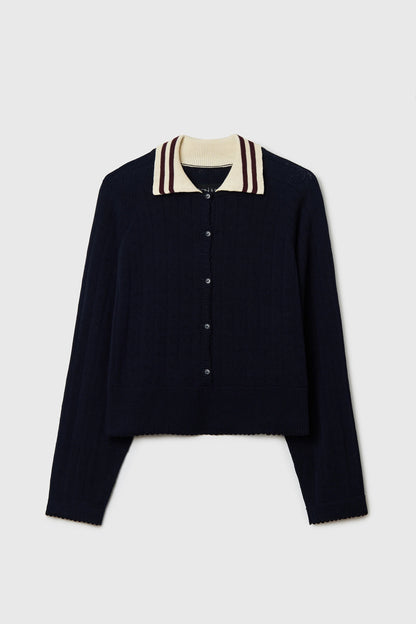 ORGANIC COTTON LONG SLEEVES POLO NAVY