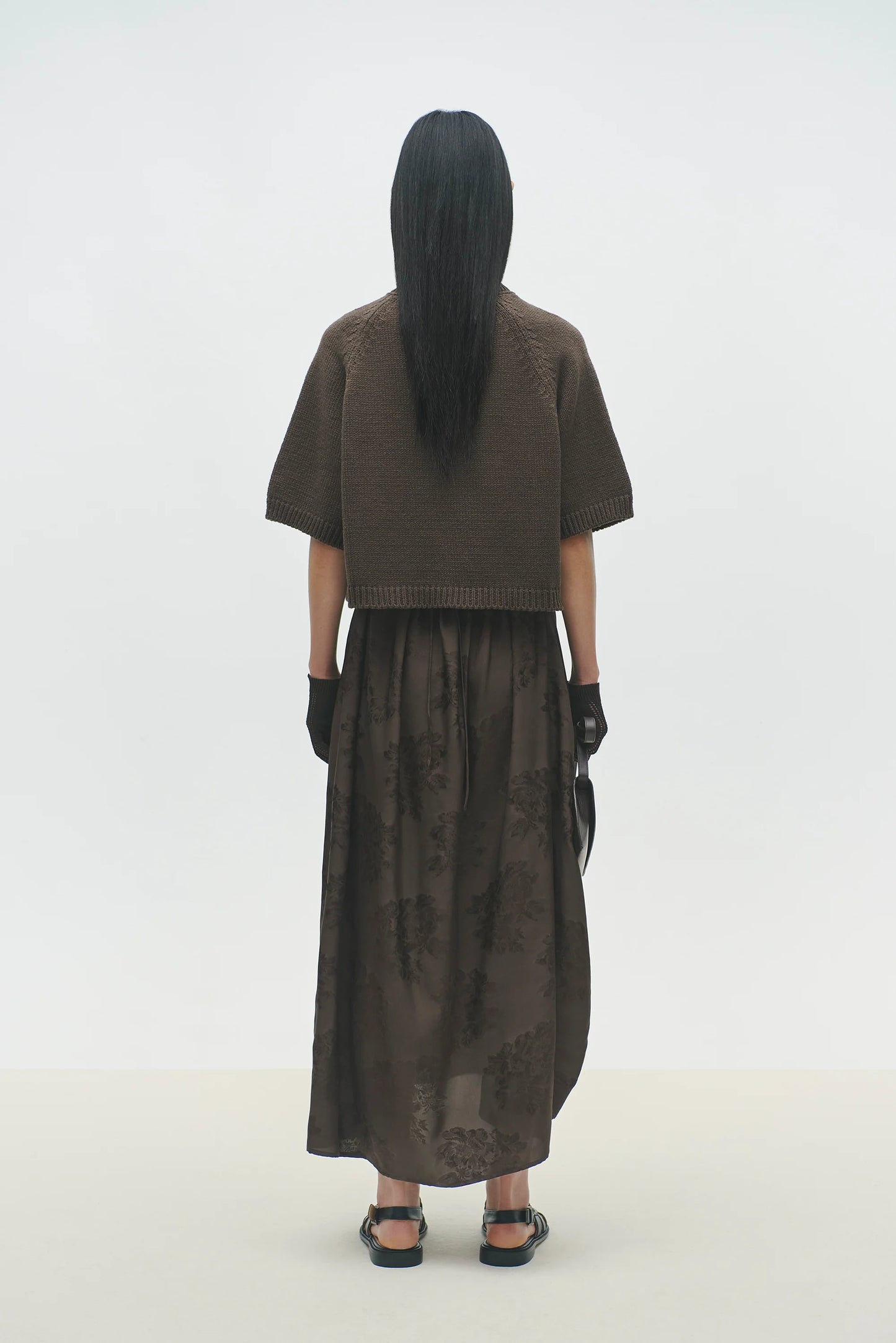 COTTON STITCHED TOP BROWN