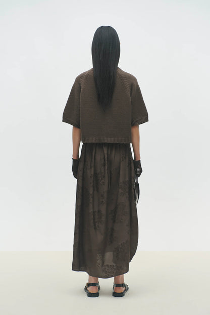 COTTON STITCHED TOP BROWN