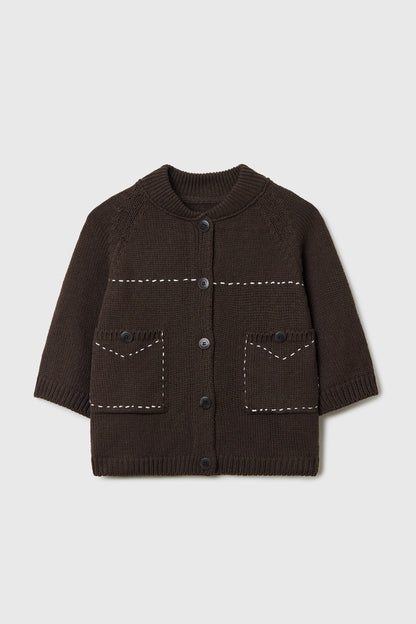 COTTON STITCHED TOP BROWN