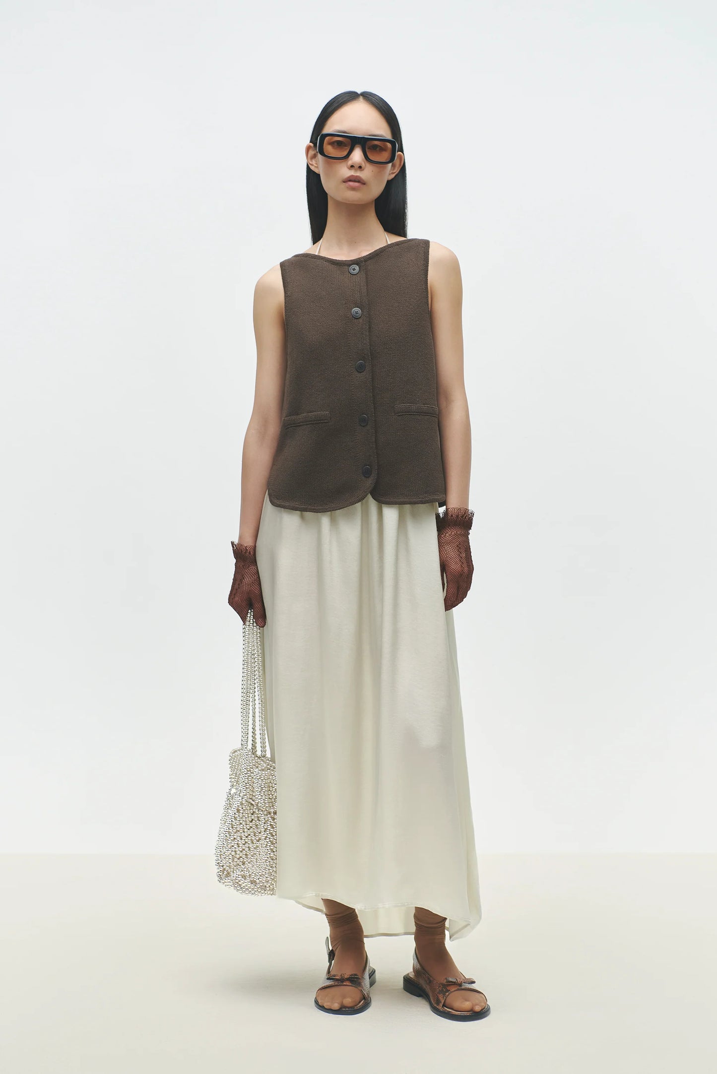 BOAT-NECK WAISTCOAT BROWN