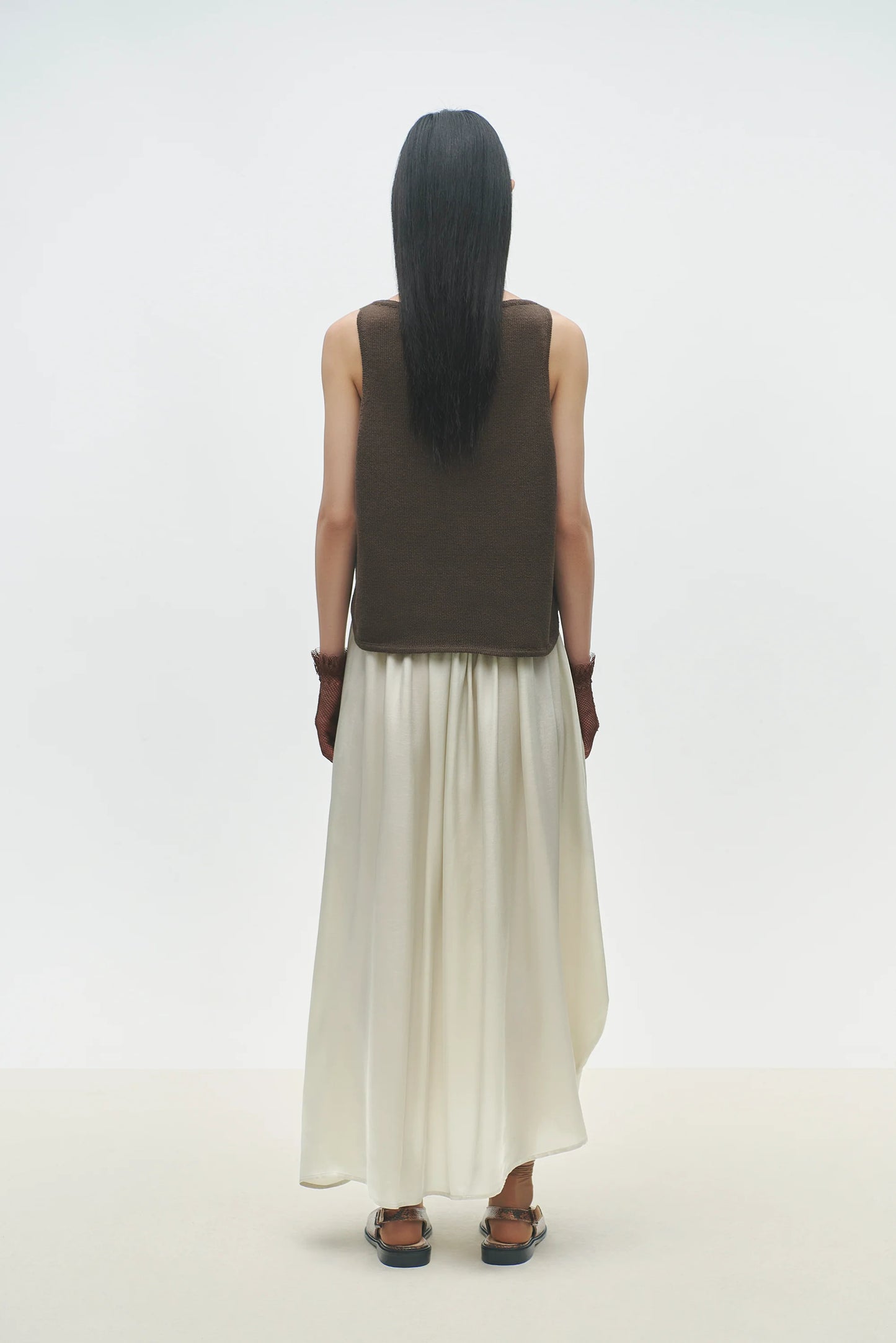 BOAT-NECK WAISTCOAT BROWN