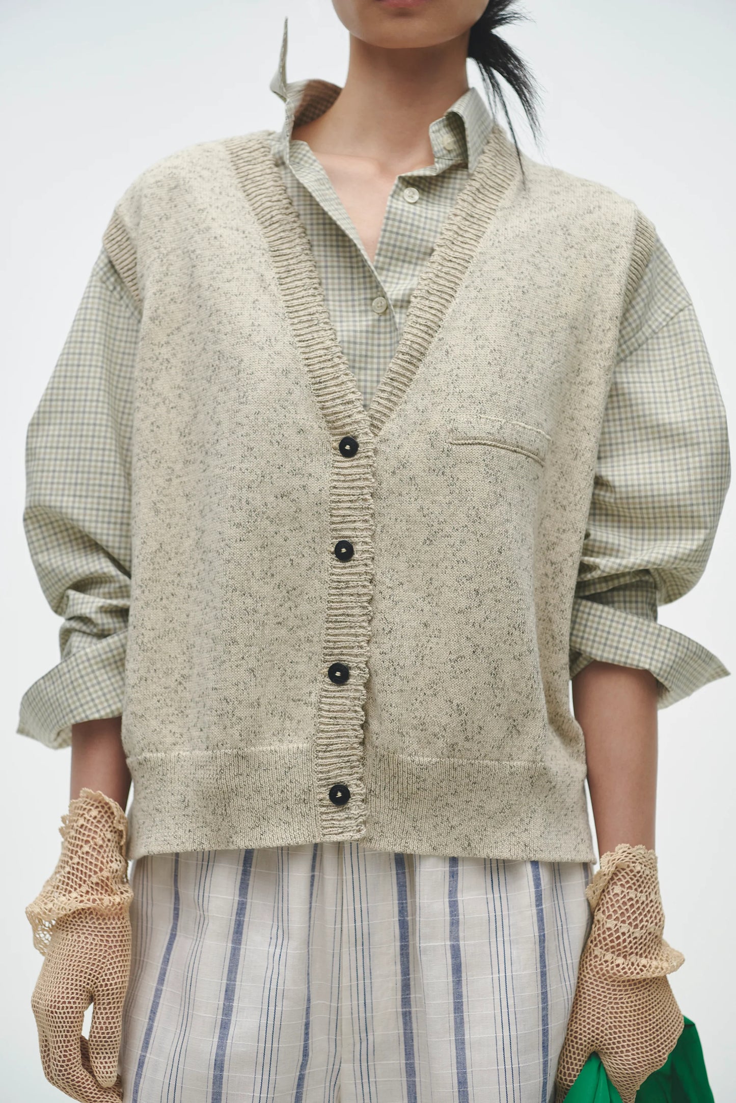 FLECKED COTTON WAISTCOAT NATURAL