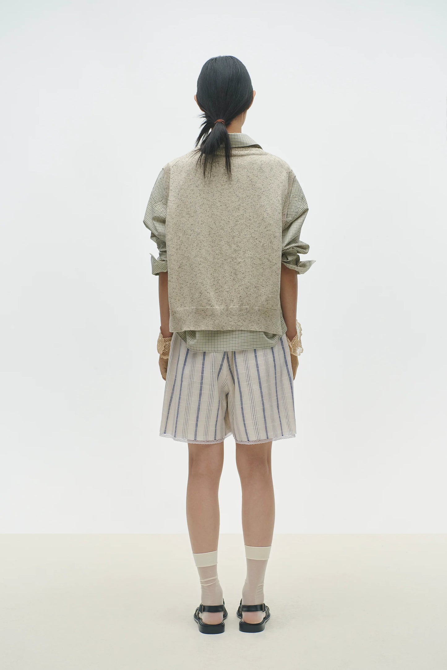 FLECKED COTTON WAISTCOAT NATURAL