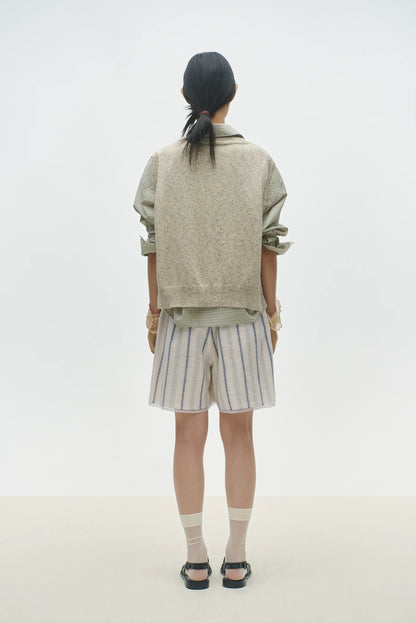 FLECKED COTTON WAISTCOAT NATURAL