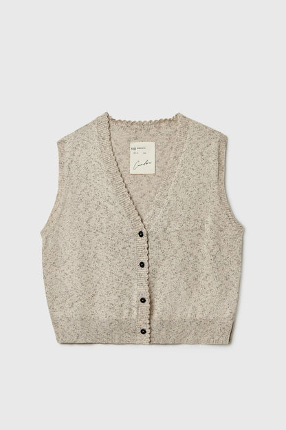 FLECKED COTTON WAISTCOAT NATURAL