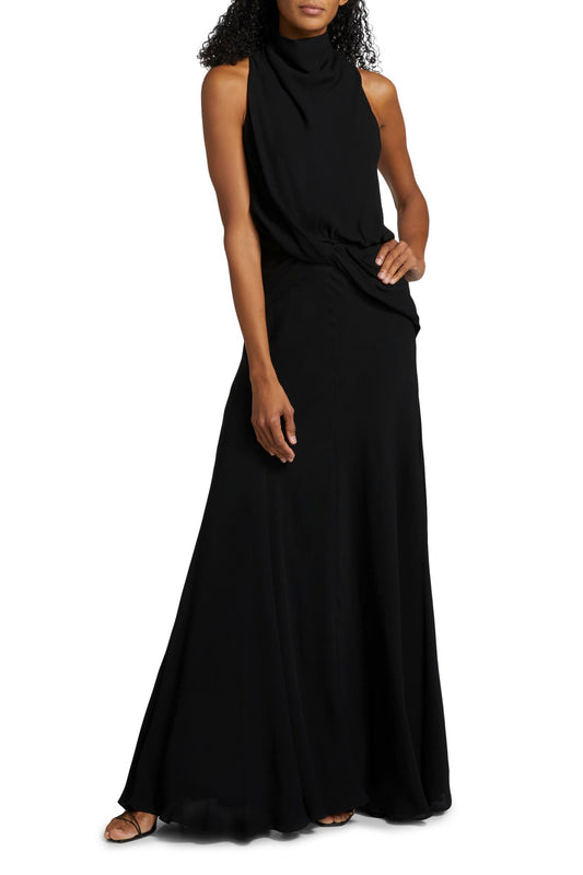 THE VALERIE DRAPED NECKLINE DRESS WITH FULL SKIRT