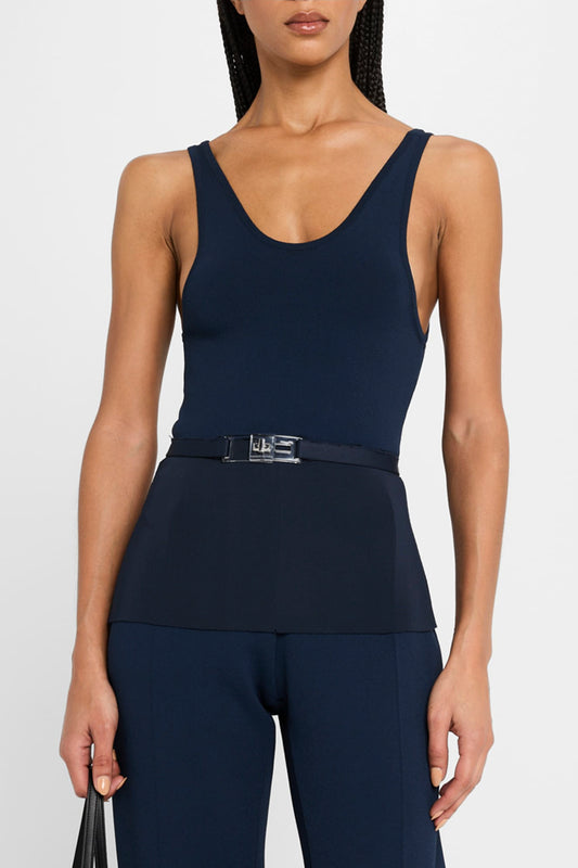 THE JULIA SCOOP NECK KNIT TANK W/ TURNLOCK BELT