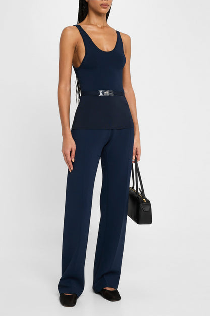 THE JULIA SCOOP NECK KNIT TANK W/ TURNLOCK BELT