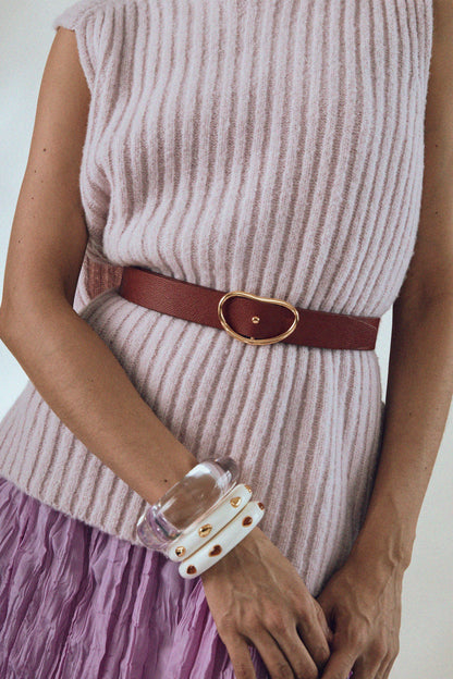 RIDGE CUFF IN ALABASTER & AMBER