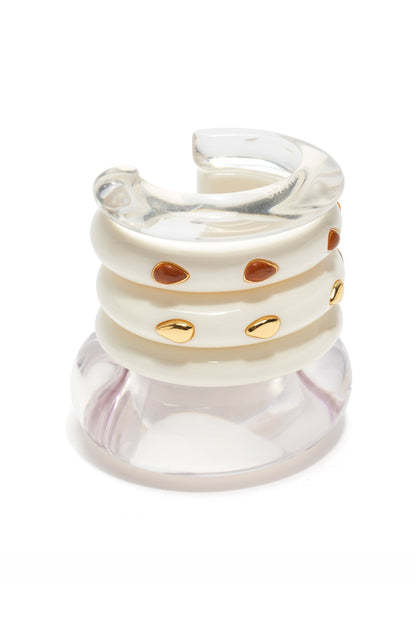 RIDGE CUFF IN ALABASTER & AMBER