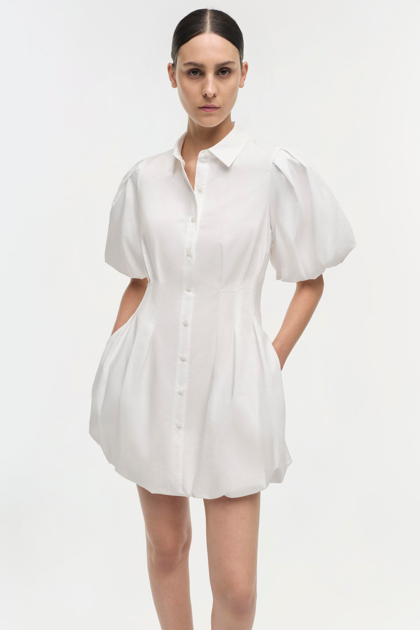 CLEO BALLOON PINTUCK MINI DRESS