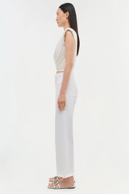 ESTELLE CLEAN STRETCH JERSEY WRAP FRONT CROP T SHIRT