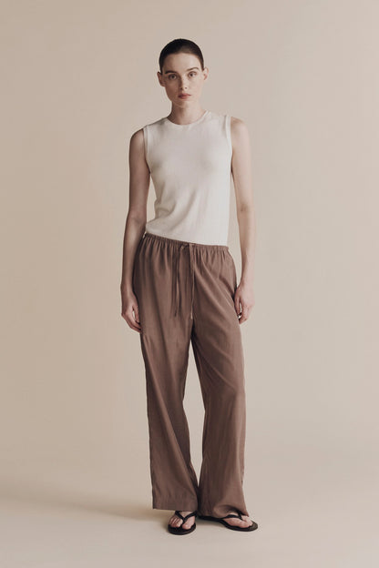 DRAWSTRING WIDE LEG PANTS