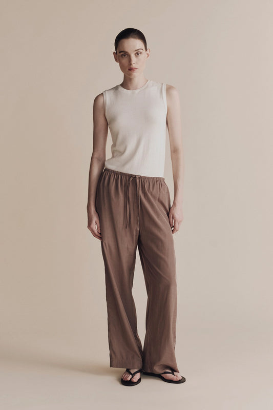 DRAWSTRING WIDE LEG PANTS