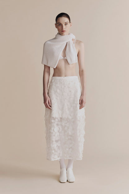 APPLIQUED MIDI SKIRT