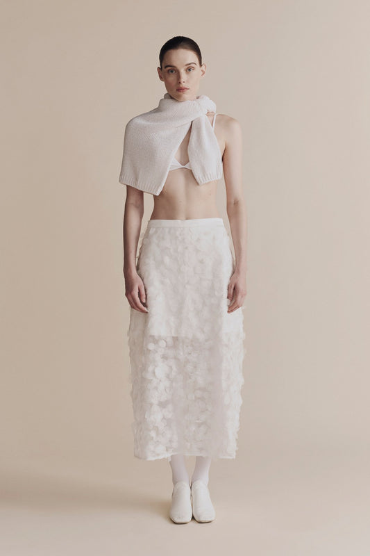 APPLIQUED MIDI SKIRT