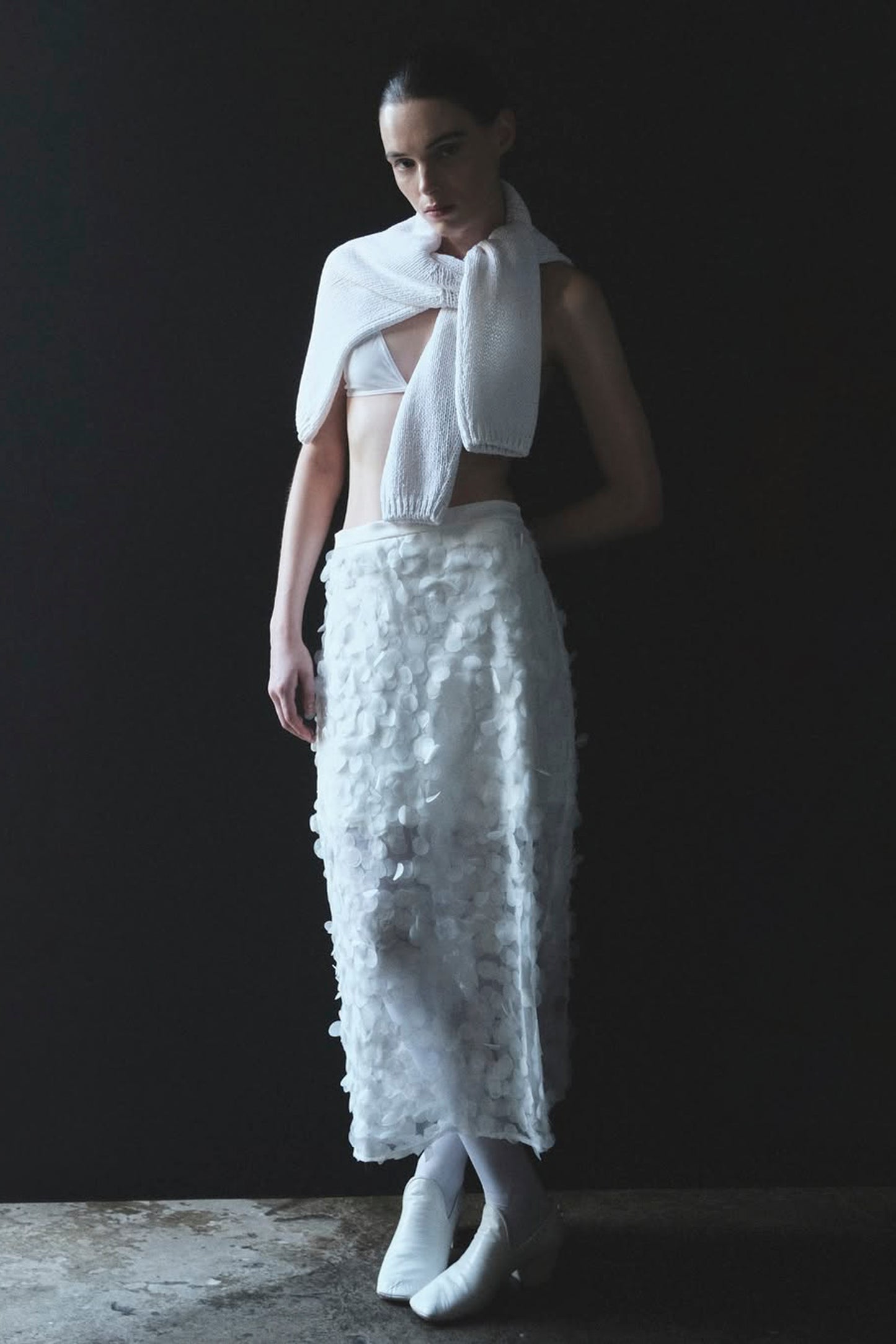 APPLIQUED MIDI SKIRT