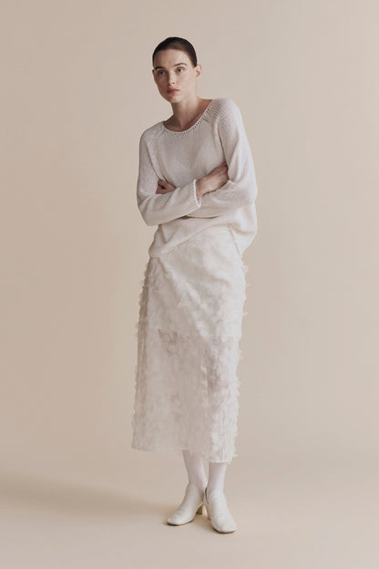 APPLIQUED MIDI SKIRT