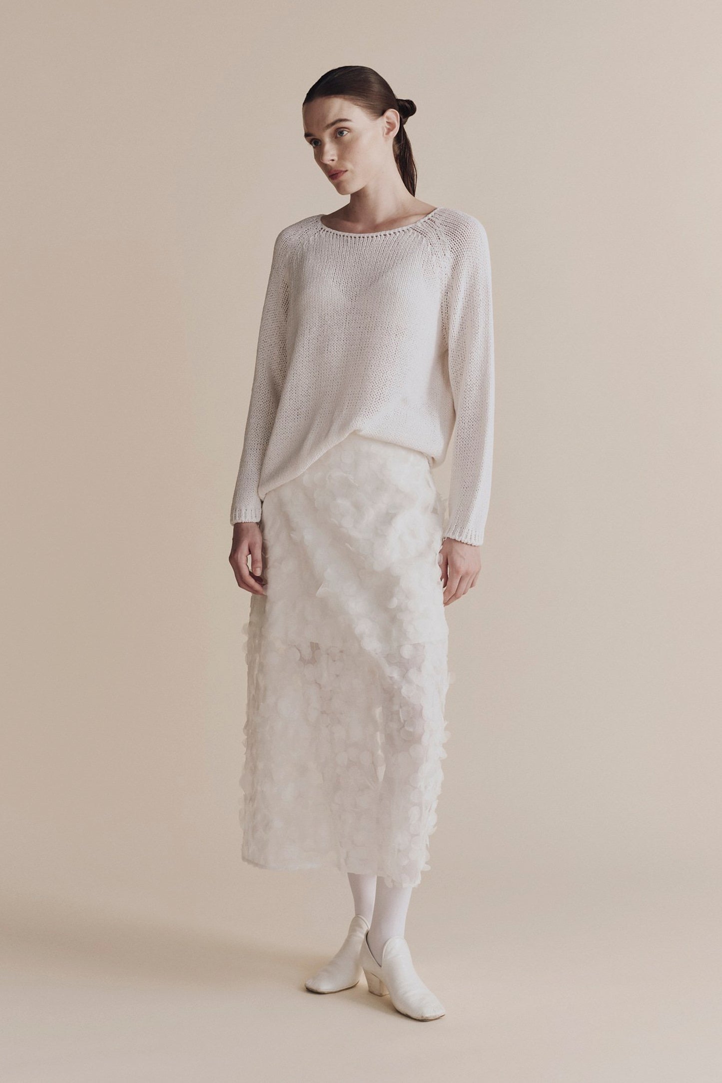 APPLIQUED MIDI SKIRT