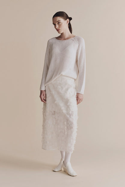 APPLIQUED MIDI SKIRT