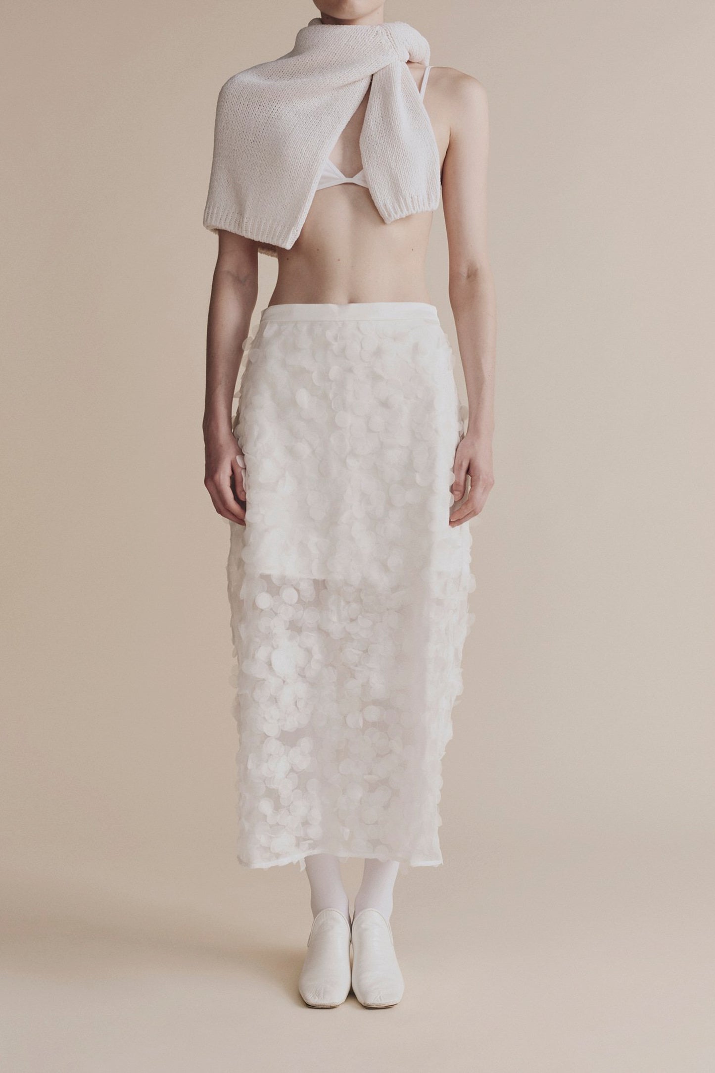 APPLIQUED MIDI SKIRT