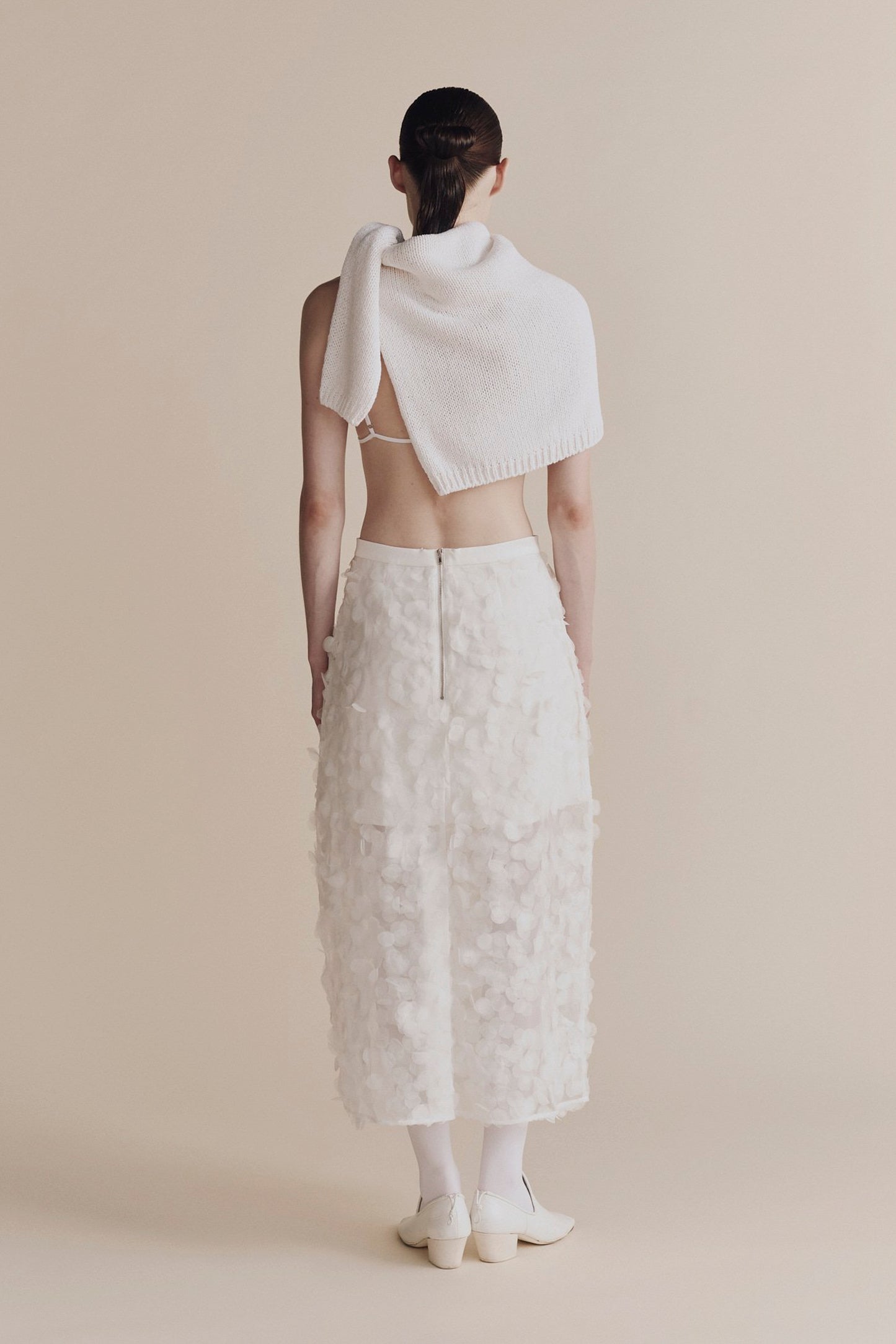 APPLIQUED MIDI SKIRT