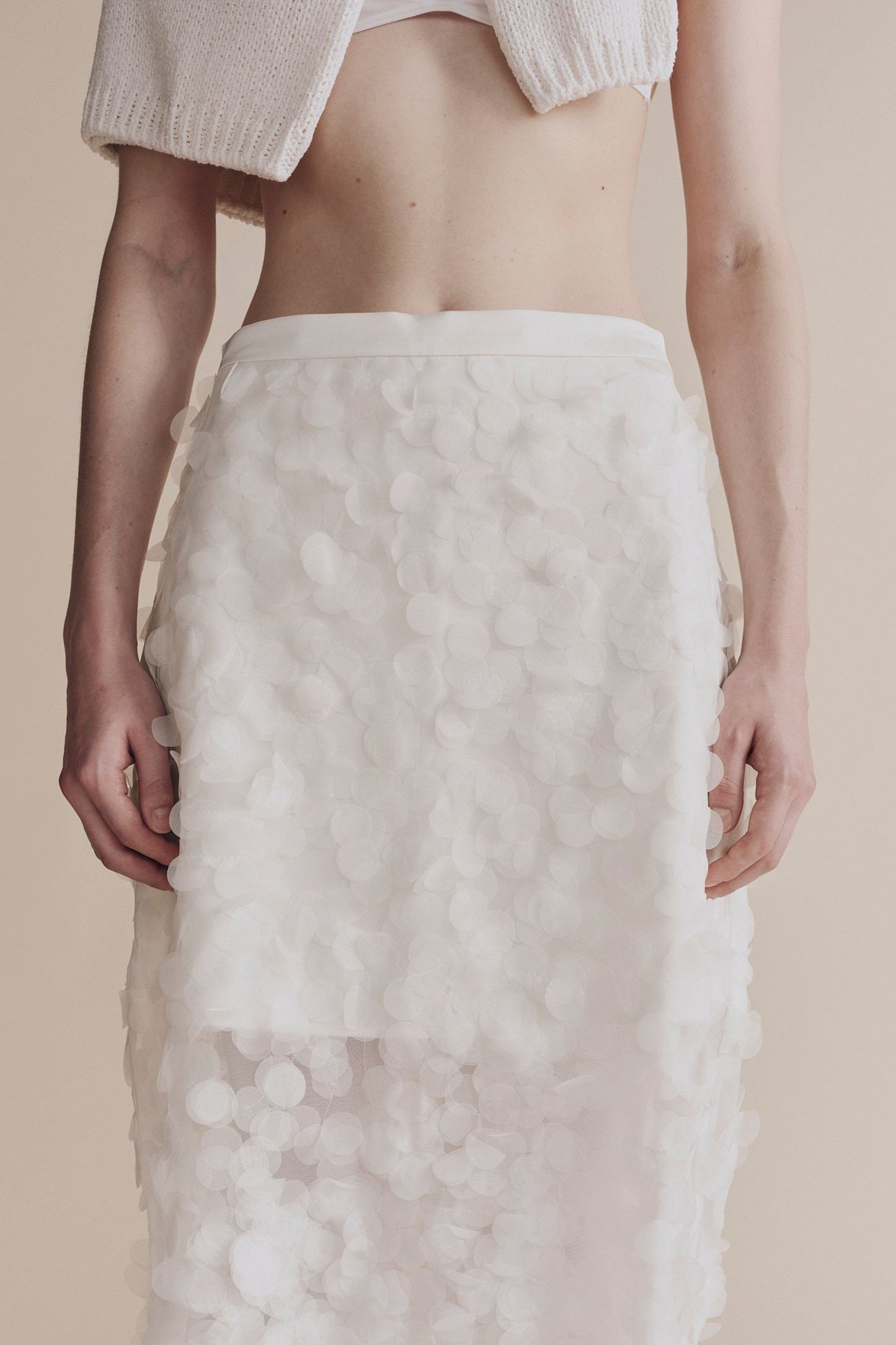 APPLIQUED MIDI SKIRT