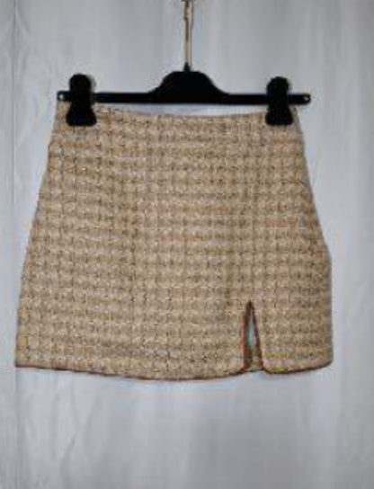 Cotton and Linen Blend Mini Skirt with Slit