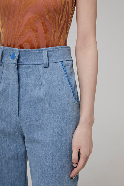 Mid-Waist Denim Pants