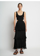TEXTURED KNIT FRINGE SKIRT