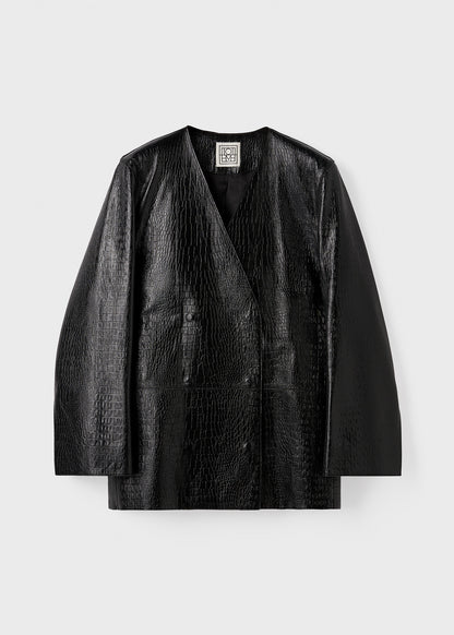 CROCO EMBOSSED LEATHERBLAZER