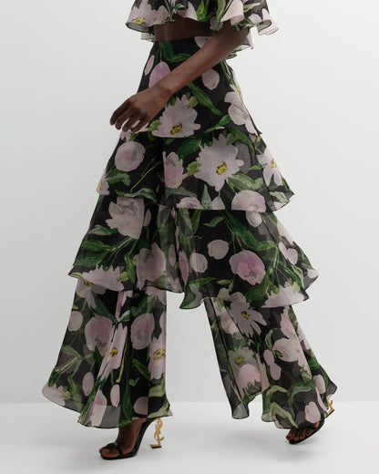 TIERED RUFFLE PALAZZO PANT