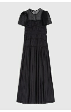 SHORT SLEEVES BUSTIER LONG DRESS
